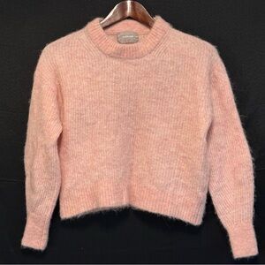 Everlane Sweater Women’s Small Pink Alpaca Knit Pullover Cropped Merino Wool